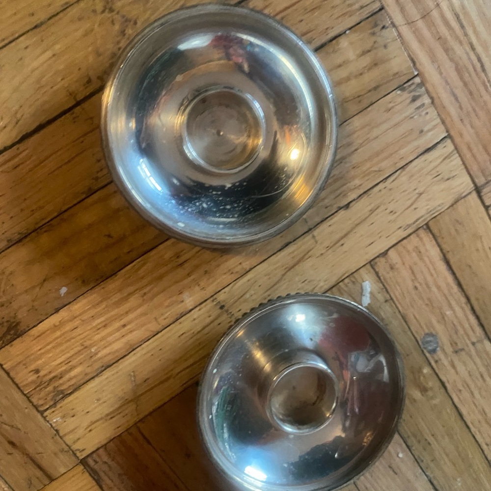 Elegant Silver tone I don’t see marking Decorative candle stick on go holders